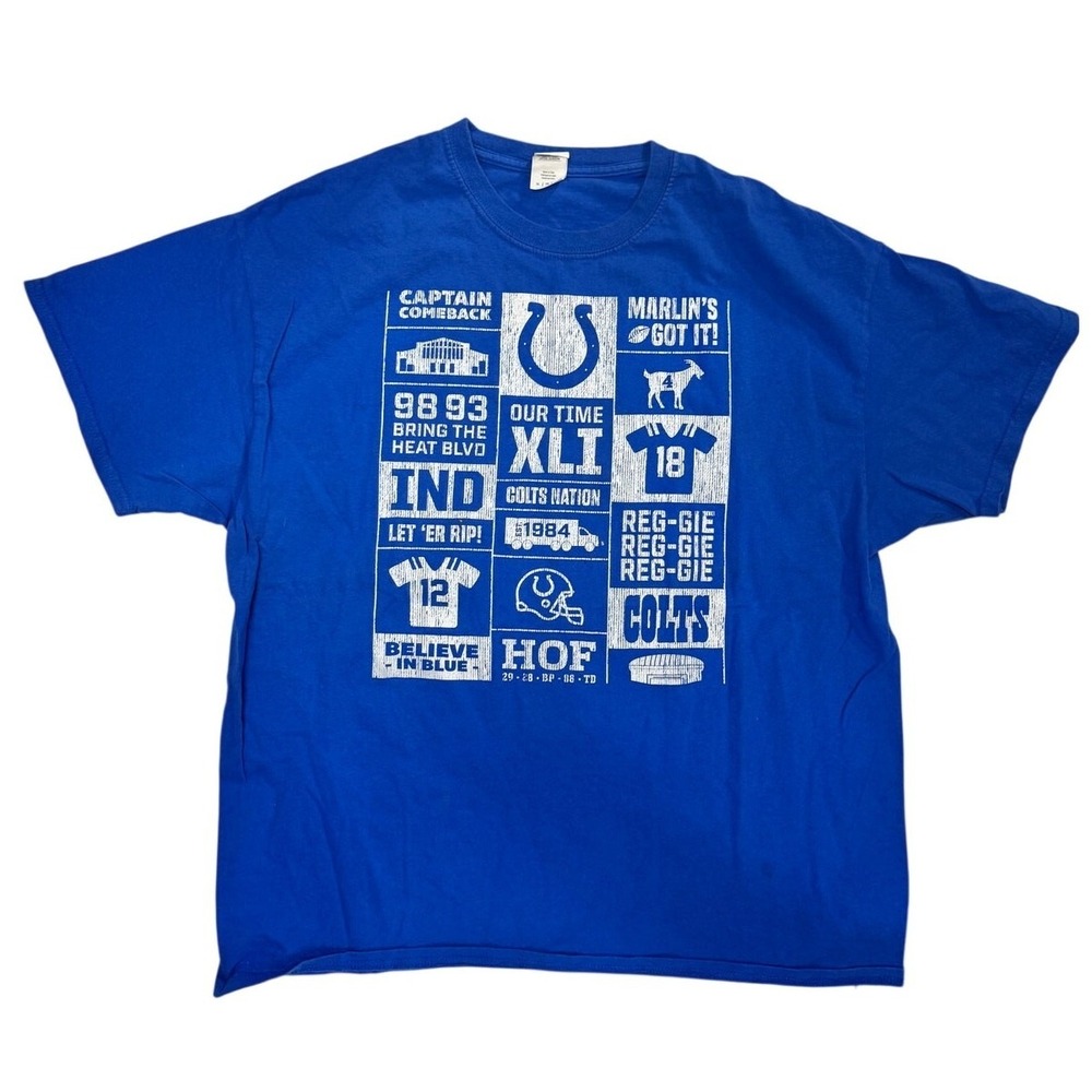 Gildan Indianapolis Colts Nation History 35 Seasons Blue T-Shirt Mens XL NFL